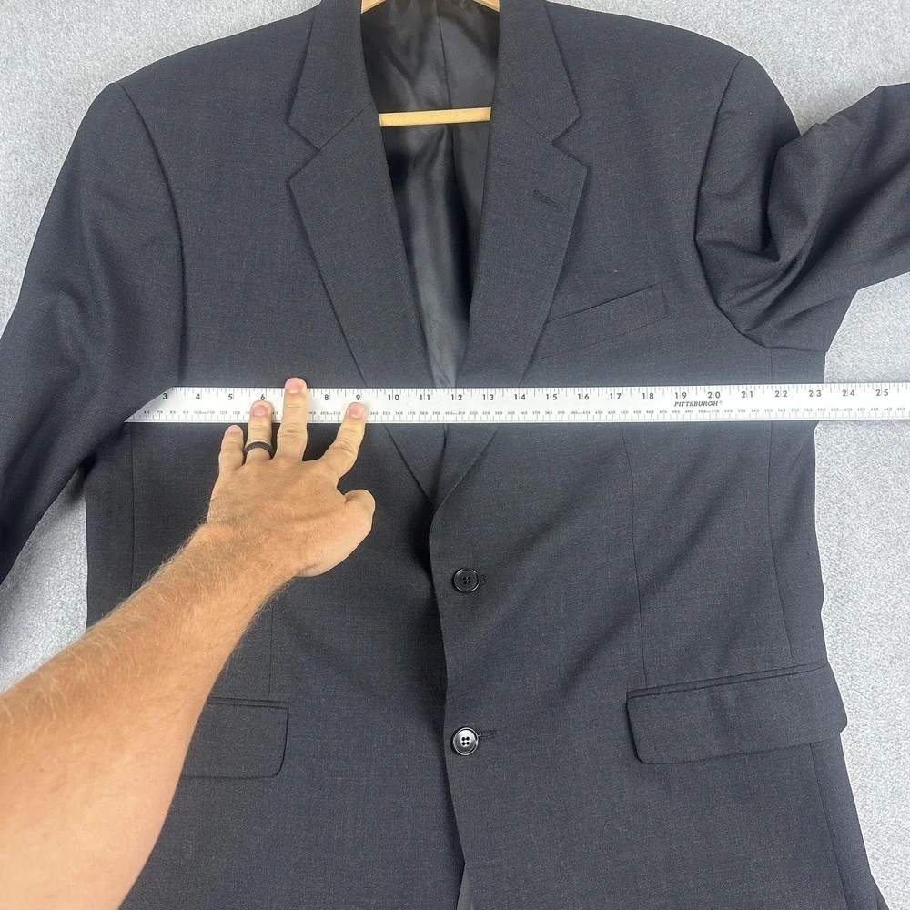 Tailors' Row Suit Mens 44R 36x31 Gray Wool 2 Piece Classic Fit Business Formal
